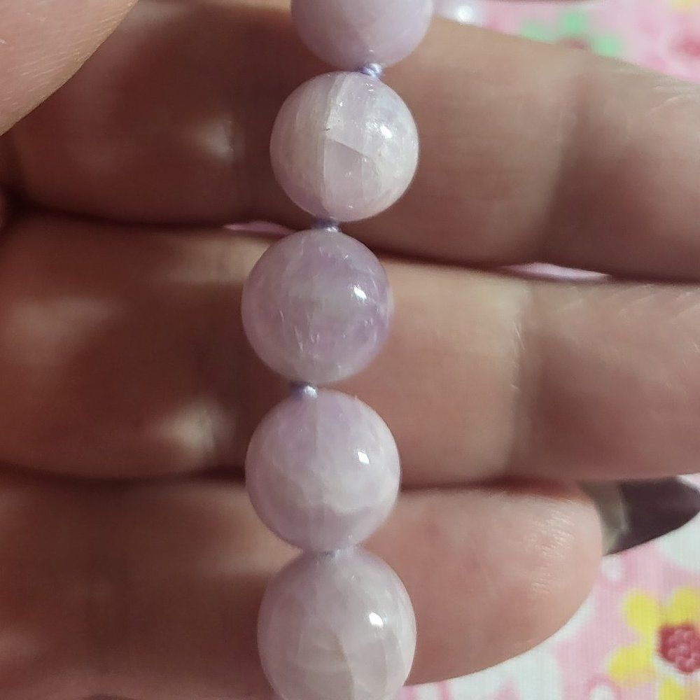 Kunzite Bead Necklace in Sterling Silver Magnetic Clasp - Picture 4 of 7